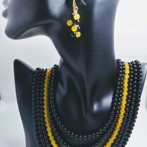 Black Onyx & Yellow Jade Multistrand Necklace Set