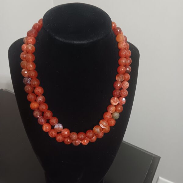 Ladies Double Strand Fire Agate Necklace