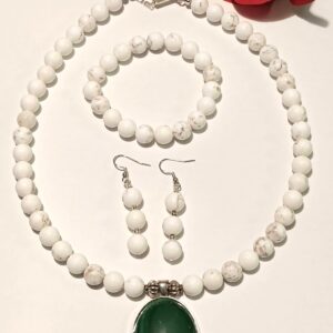 Ladies Malachite Pendant Necklace Set
