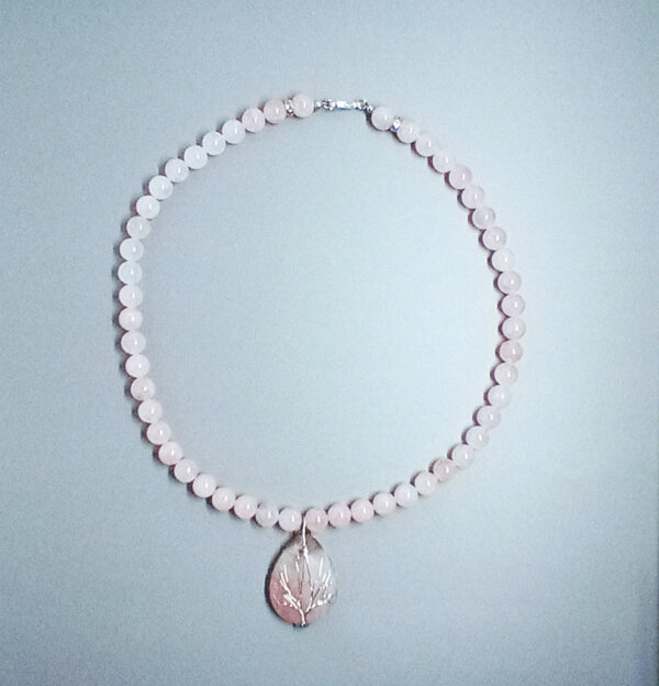 Ladies Rose Quartz “Tree of Life” Pendant Necklace