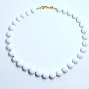 Ladies White Mountain Jade and Marble Necklace