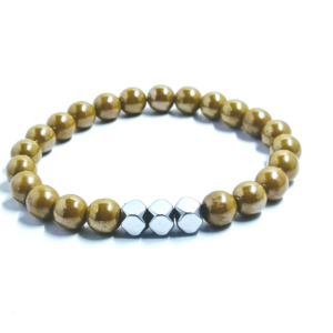 Mustard Luster and Hematite Stretch Bracelet