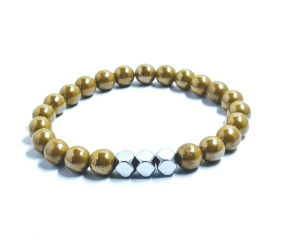 Mustard Luster and Hematite Stretch Bracelet