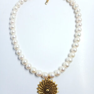 Perlicious! Freshwater Cultured Pearls and Daisy Pendant Necklace
