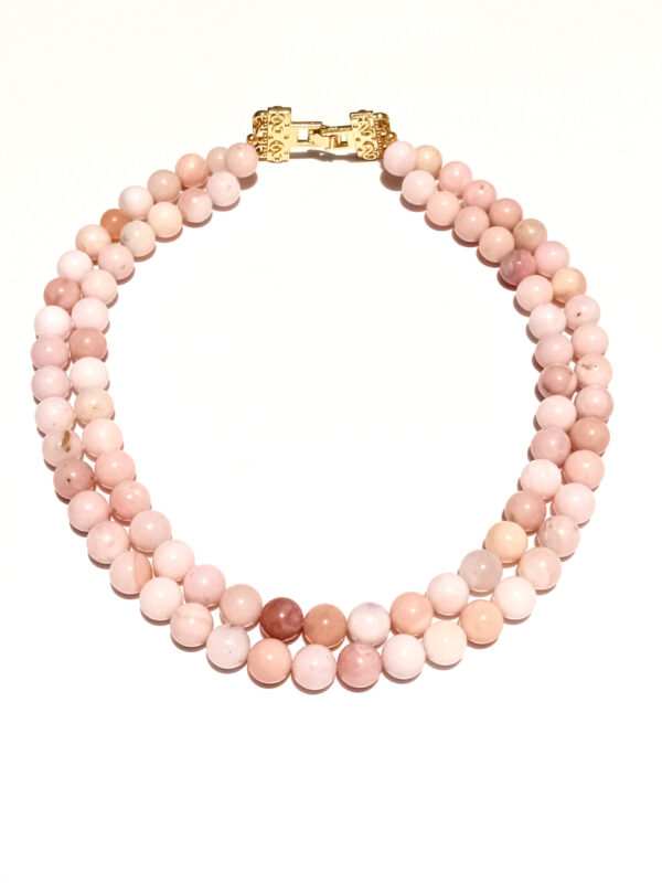Pink Opal Double Strand Necklace , Back View Clasp