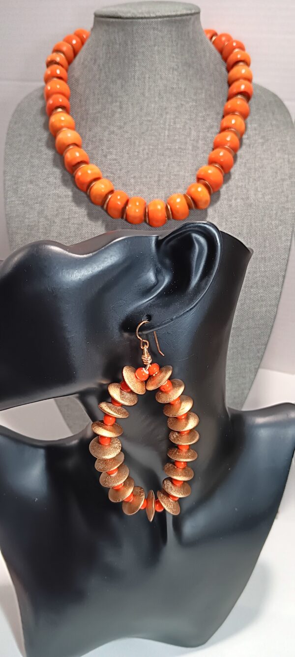 Kenya Coral Bead Bone Necklace Set - Image 3