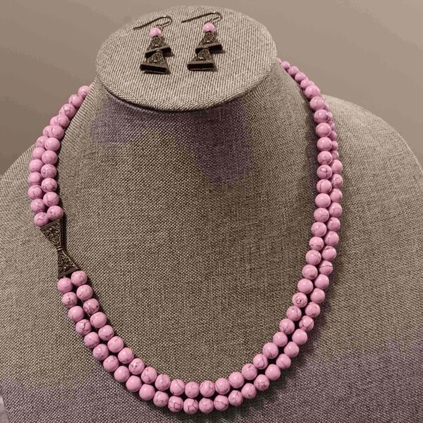 Howlite and Copper Double-Strand Necklace Set - Image 2